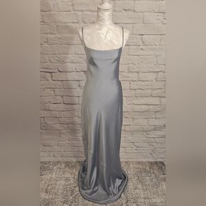 SHOW ME YOUR MUMU TUSCANY Maxy slip dress Steel Blue Satin